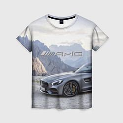 Женская футболка Mercedes AMG V8 Biturbo cabriolet - mountains