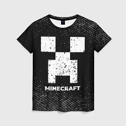 Женская футболка Minecraft с потертостями на темном фоне