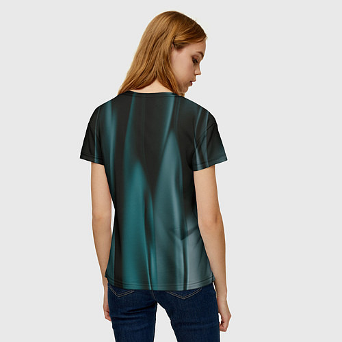 Женская футболка Абстрактные волны в темноте / 3D-принт – фото 4