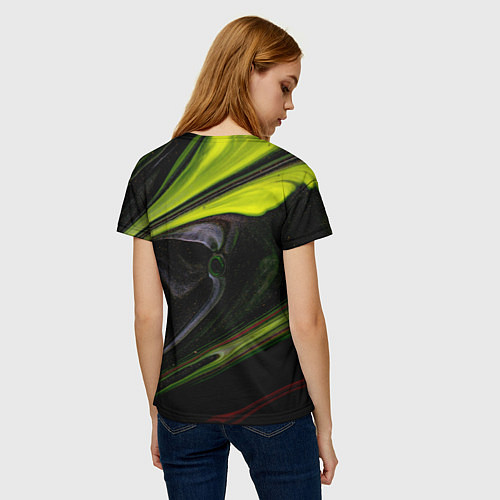 Женская футболка Зелёный песок в темноте / 3D-принт – фото 4