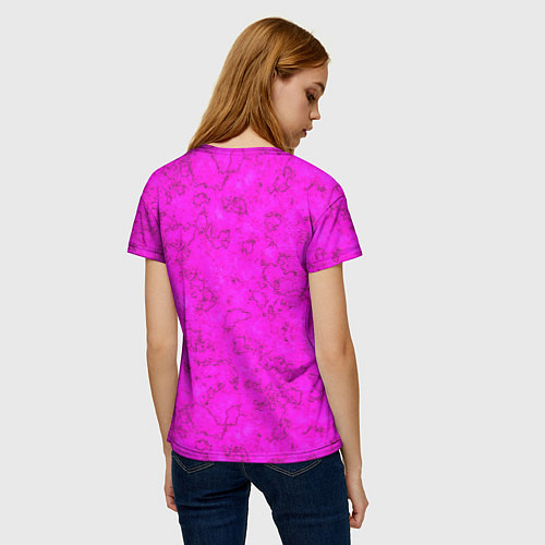 Женская футболка Розовый яркий неоновый узор с мраморной текстурой / 3D-принт – фото 4