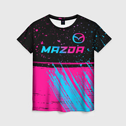 Женская футболка Mazda - neon gradient: символ сверху