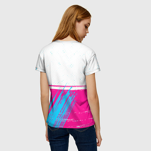 Женская футболка Roma neon gradient style: символ сверху / 3D-принт – фото 4