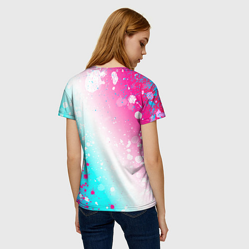 Женская футболка Nirvana neon gradient style: надпись, символ / 3D-принт – фото 4