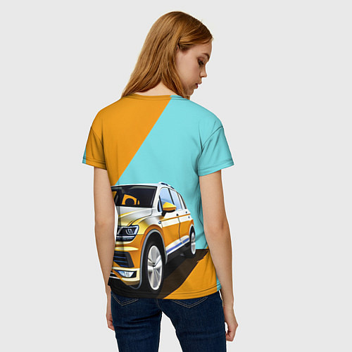Женская футболка Фольксваген тигуан оранжевый / 3D-принт – фото 4