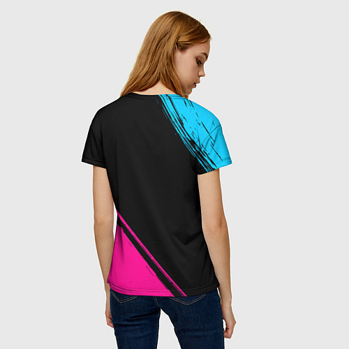 Женская футболка Hoffenheim - neon gradient: надпись, символ / 3D-принт – фото 4