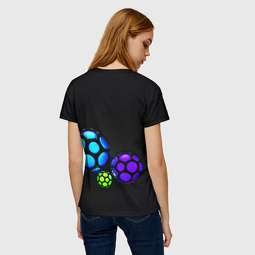 Женская футболка Объёмные неоновые шары / 3D-принт – фото 4