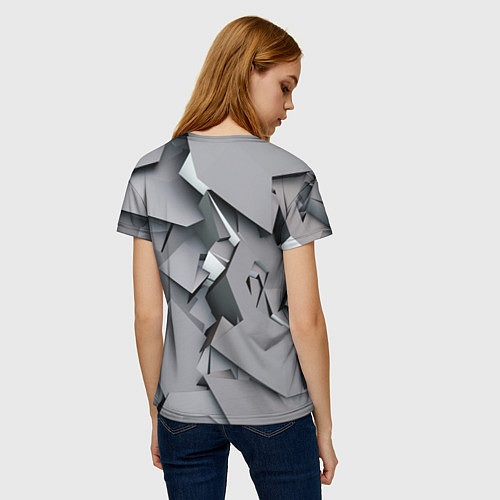 Женская футболка Металлическая хаотичная броня / 3D-принт – фото 4