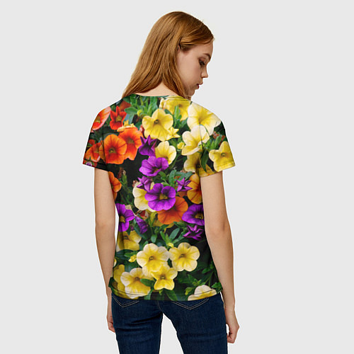 Женская футболка Разноцветная петуния / 3D-принт – фото 4