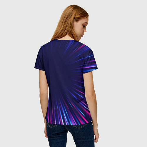 Женская футболка Citroen neon speed lines / 3D-принт – фото 4