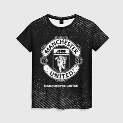 Женская футболка Manchester United с потертостями на темном фоне