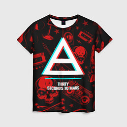 Женская футболка Thirty Seconds to Mars rock glitch