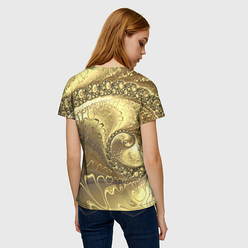 Женская футболка Золотая абстракция / 3D-принт – фото 4