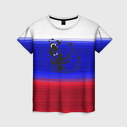 Женская футболка Флаг России с медведем