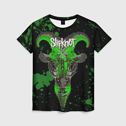 Женская футболка Slipknot зеленый козел
