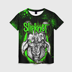 Женская футболка Slipknot зеленый козел