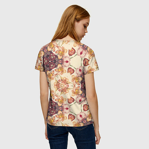 Женская футболка Цветы абстрактные розы / 3D-принт – фото 4