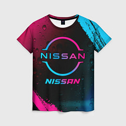 Женская футболка Nissan - neon gradient