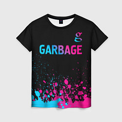 Женская футболка Garbage - neon gradient: символ сверху