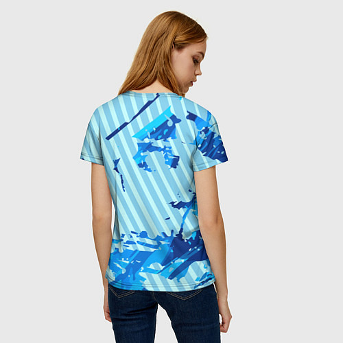 Женская футболка Синие линии / 3D-принт – фото 4