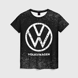Женская футболка Volkswagen с потертостями на темном фоне