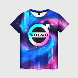 Женская футболка Volvo неоновый космос