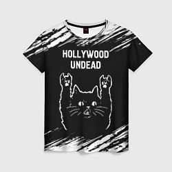 Женская футболка Группа Hollywood Undead и рок кот