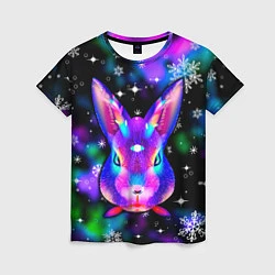 Женская футболка Неоновый кролик
