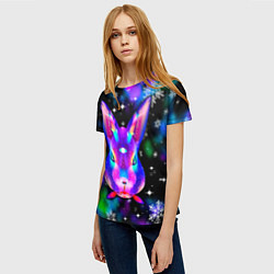 Футболка женская Неоновый кролик, цвет: 3D-принт — фото 2