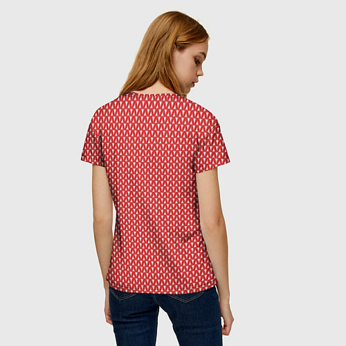 Женская футболка Вязанное полотно - Красное / 3D-принт – фото 4