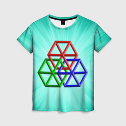 Женская футболка Невозможная геометрия - оптическая иллюзия