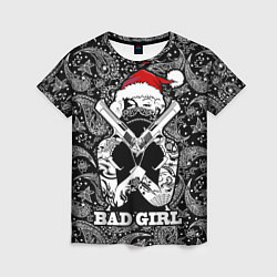 Женская футболка Bad girl with guns in a bandana