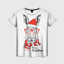 Женская футболка Santa Rabbit Merry Christmas!