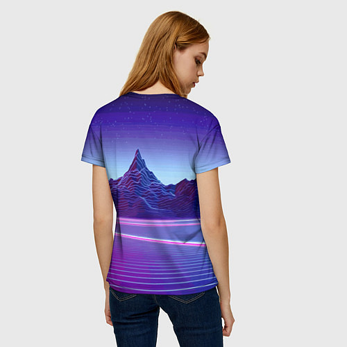 Женская футболка Neon mountains - Vaporwave / 3D-принт – фото 4