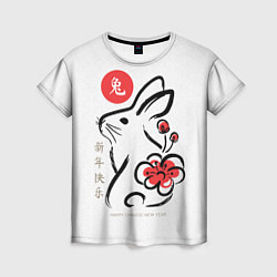 Женская футболка Rabbit with flower - chinese new year