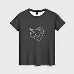 Женская футболка Раненное сердце в швах