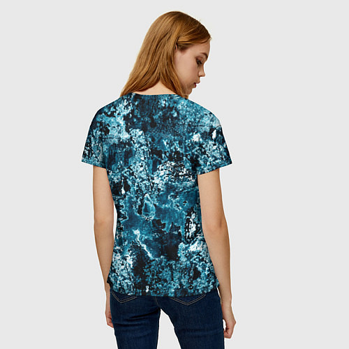 Женская футболка Гранж - абстрактные синие разводы / 3D-принт – фото 4