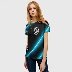 Футболка женская Volkswagen неоновые лампы, цвет: 3D-принт — фото 2