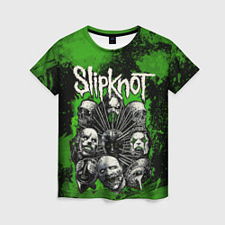 Женская футболка Slipknot green abstract