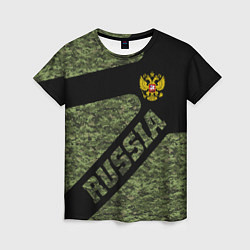 Женская футболка Камуфляж - RUSSIA