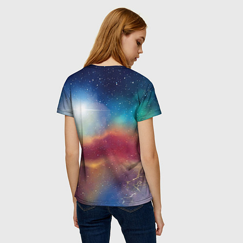 Женская футболка Многогранное космическое пространство - яркая звез / 3D-принт – фото 4