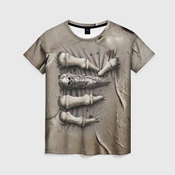 Женская футболка Костлявая рука с перстнем сдавливает туловище
