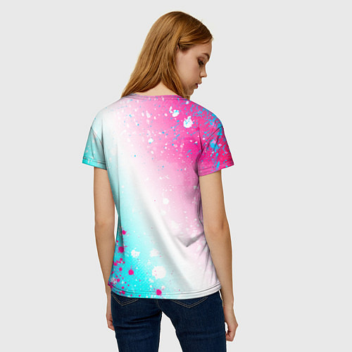 Женская футболка Manchester City neon gradient style: надпись, симв / 3D-принт – фото 4