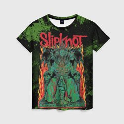 Женская футболка Slipknot green satan