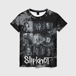 Женская футболка Slipknot black & white style