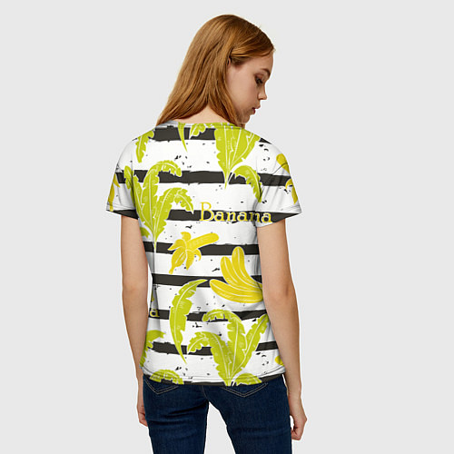 Женская футболка Бананы на чёрно-белом фоне / 3D-принт – фото 4