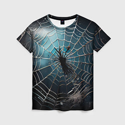 Женская футболка Halloween - паутина на фоне мрачного неба