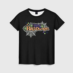Женская футболка Happy Halloween надпись