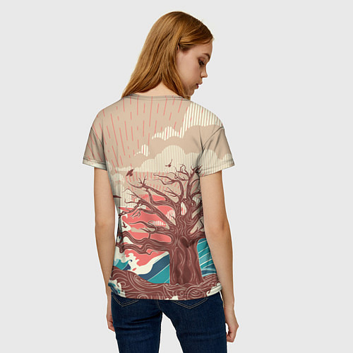 Женская футболка Большое дерево на острове в океане / 3D-принт – фото 4