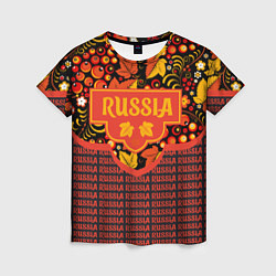 Женская футболка Хохломская роспись - символы России
